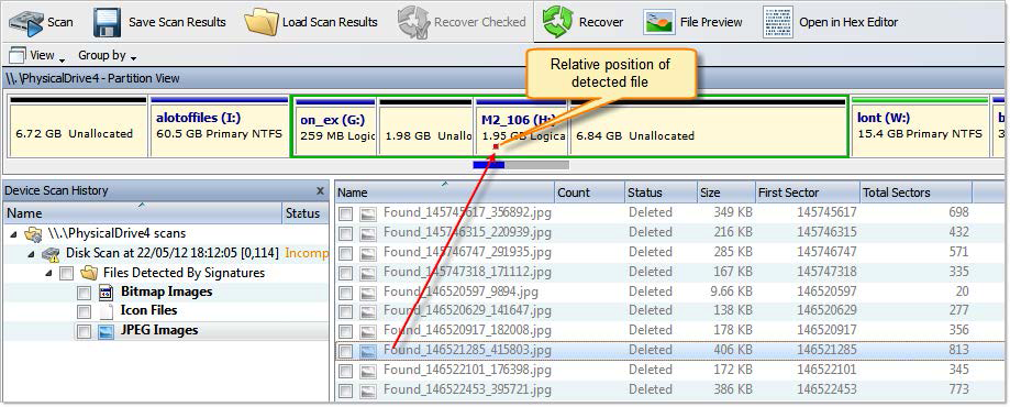 File Detected by signatures. Active@ UNDELETE