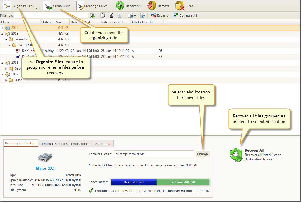 File Organizer view