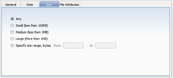 File Size Criteria. Active@ UNDELETE