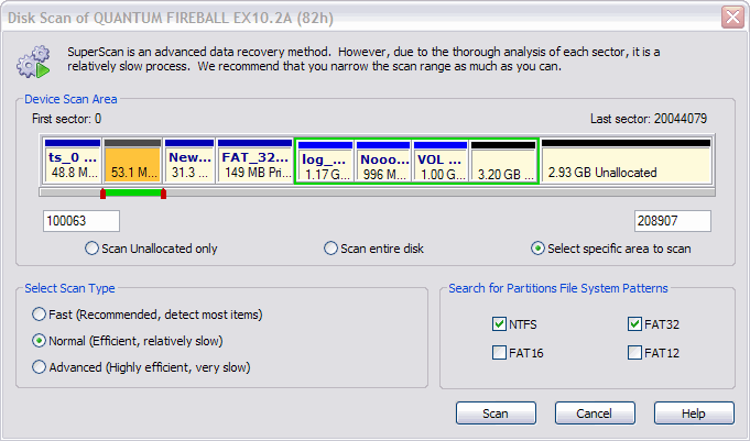 Scan for deleted partitions