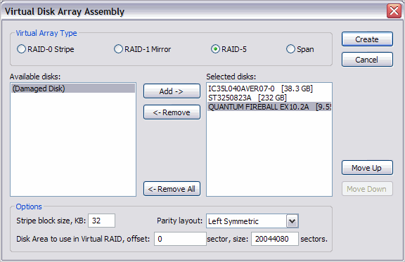 Creating a Virtual Disk Array