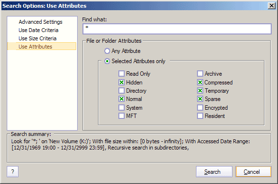 Use Attributes Criteria