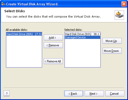 Compose Disk Array from Available Disks