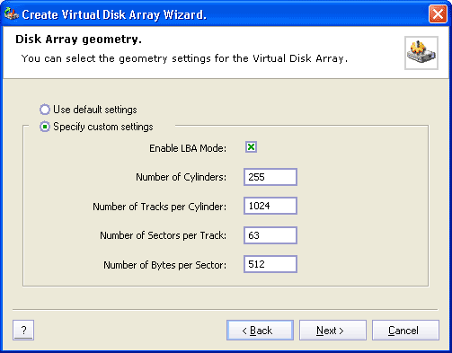 Set Disk Array Geometry