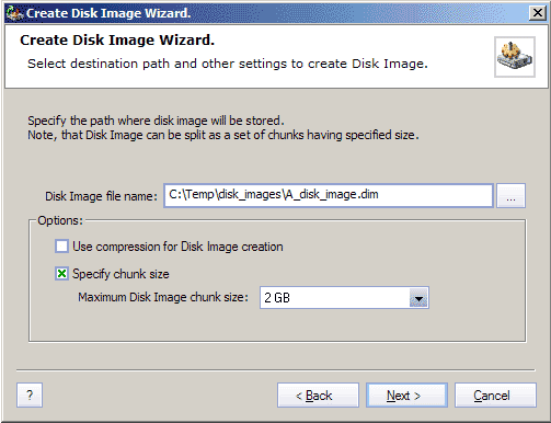 Set Disk Image Options