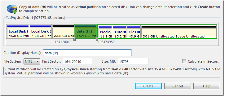 Create virtual copy dialog