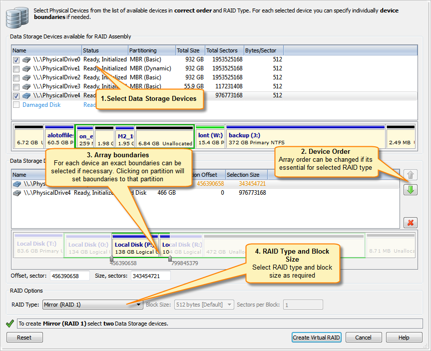 Create virtual RAID Assembly dialog