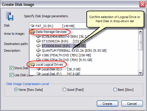 Setup Disk Image properties