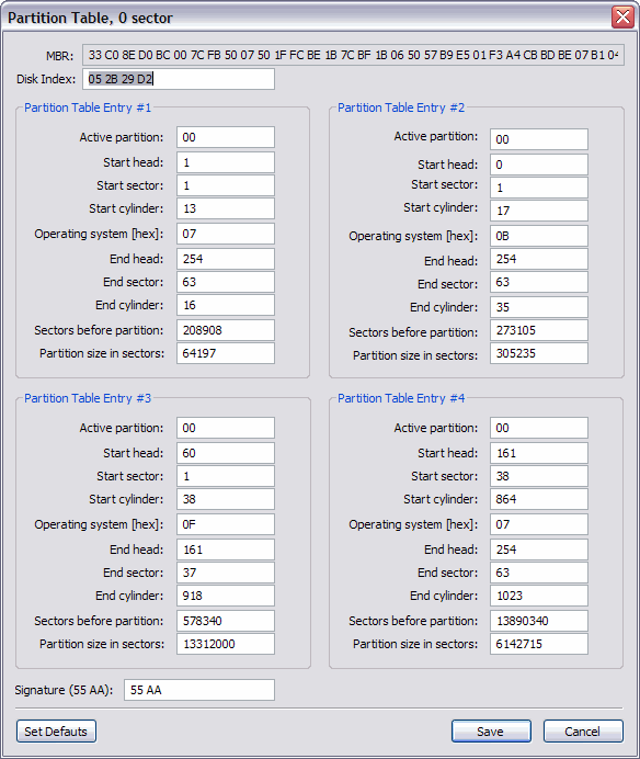 Edit Partition Table