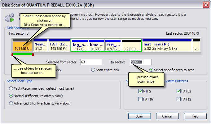 Specify Scan Options and Run the Scan