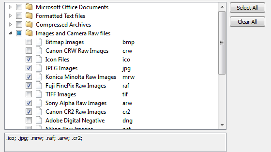 Select File Signatures to detect